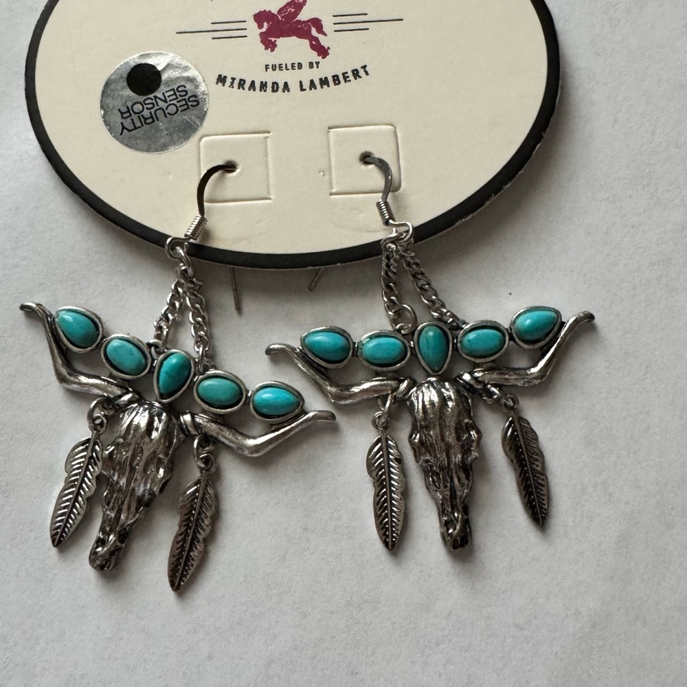IDYLLWIND- - Silver Skull TQ Earring - Picture 2 of 3